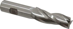 Made in USA - 1.5° Taper Angle per Side, 3/4" Small End Diam, 2-1/4" LOC, High Speed Steel 3 Flute Tapered Square End Mill - 4-1/2" OAL, 3/4" Shank Diam, Spiral Flute - Apex Tool & Supply