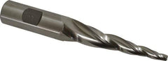 Made in USA - 5° Taper Angle per Side, 3/16" Small End Diam, 3" LOC, High Speed Steel 3 Flute Tapered Square End Mill - 5-1/2" OAL, 3/4" Shank Diam, Spiral Flute - Apex Tool & Supply