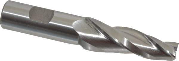 Made in USA - 5° Taper Angle per Side, 1/2" Small End Diam, 2-1/4" LOC, High Speed Steel 3 Flute Tapered Square End Mill - 4-1/2" OAL, 3/4" Shank Diam, Spiral Flute - Apex Tool & Supply