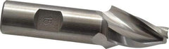 Made in USA - 15° Taper Angle per Side, 3/8" Small End Diam, 1-1/4" LOC, High Speed Steel 3 Flute Tapered Square End Mill - 3-1/2" OAL, 3/4" Shank Diam, Spiral Flute - Apex Tool & Supply