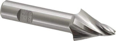 Made in USA - 20° Taper Angle per Side, 1/8" Small End Diam, 1" LOC, High Speed Steel 4 Flute Tapered Square End Mill - 3" OAL, 1/2" Shank Diam, Spiral Flute - Apex Tool & Supply