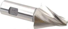 Made in USA - 20° Taper Angle per Side, 3/8" Small End Diam, 2" LOC, High Speed Steel 4 Flute Tapered Square End Mill - 4-1/2" OAL, 1" Shank Diam, Spiral Flute - Apex Tool & Supply