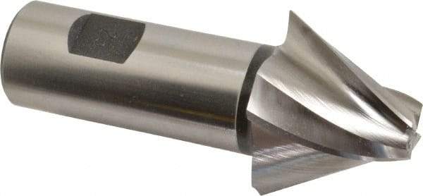 Made in USA - 25° Taper Angle per Side, 1/2" Small End Diam, 1-1/4" LOC, High Speed Steel 4 Flute Tapered Square End Mill - 3-3/4" OAL, 1" Shank Diam, Spiral Flute - Apex Tool & Supply