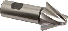 Made in USA - 25° Taper Angle per Side, 1/2" Small End Diam, 1-1/4" LOC, High Speed Steel 4 Flute Tapered Square End Mill - 3-3/4" OAL, 1" Shank Diam, Spiral Flute - Apex Tool & Supply