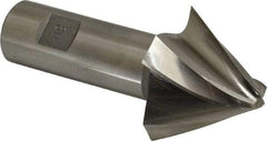 Made in USA - 30° Taper Angle per Side, 3/8" Small End Diam, 1-1/2" LOC, High Speed Steel 4 Flute Tapered Square End Mill - 4" OAL, 1" Shank Diam, Spiral Flute - Apex Tool & Supply