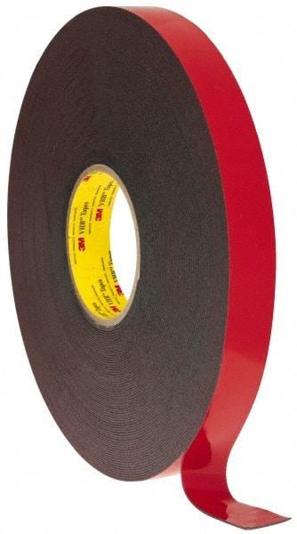 3M - 1" x 36 Yd Acrylic Adhesive Double Sided Tape - 45 mil Thick, Black, Acrylic Foam Liner, Continuous Roll, Series 5952 - Apex Tool & Supply