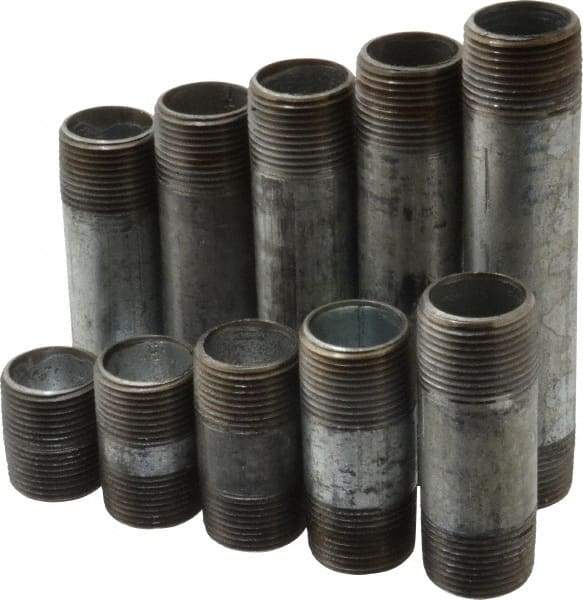 B&K Mueller - 60 Piece, 1" Pipe, Galvanized Pipe Nipple Set - Schedule 40, (6) Close, (6) 2, (6) 2-1/2, (6) 3, (6) 3-1/2, (6) 4, (6) 4-1/2, (6) 5, (6) 5-1/2, (6) 6 - Apex Tool & Supply