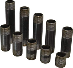 B&K Mueller - 60 Piece, 1" Pipe, Black Finished Steel Pipe Nipple Set - Schedule 40, (6) Close, (6) 2, (6) 2-1/2, (6) 3, (6) 3-1/2, (6) 4, (6) 4-1/2, (6) 5, (6) 5-1/2, (6) 6 - Apex Tool & Supply