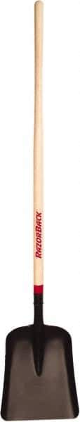 Razor-Back - 14-1/2" High x 11-1/2" Wide Square Steel Scoop - 46" Long Wood Straight Handle, No Step - Apex Tool & Supply