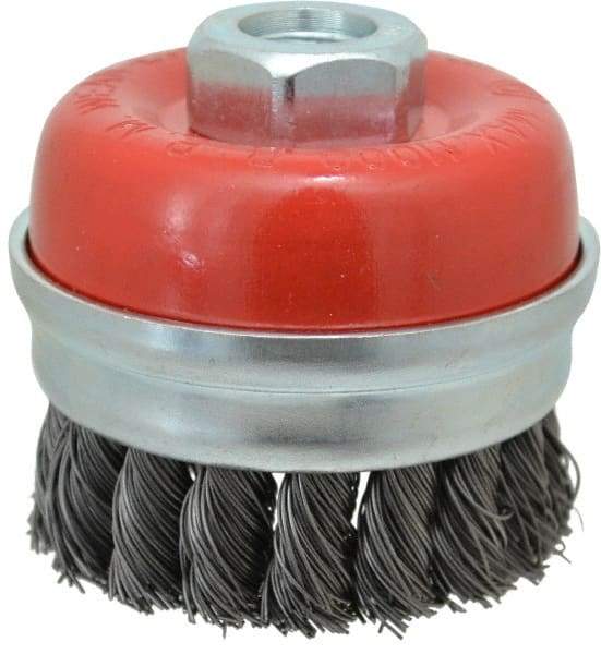 Value Collection - 3" Diam, 5/8-11 Threaded Arbor, Steel Fill Cup Brush - 0.02 Wire Diam, 11,000 Max RPM - Apex Tool & Supply