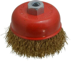 Value Collection - 3" Diam, M10x1.50 Threaded Arbor, Steel Fill Cup Brush - 0.012 Wire Diam, 12,500 Max RPM - Apex Tool & Supply