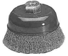 Value Collection - 3" Diam, 5/8-11 Threaded Arbor, Steel Fill Cup Brush - 0.012 Wire Diam, 12,500 Max RPM - Apex Tool & Supply
