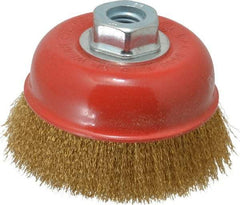 Value Collection - 4" Diam, 5/8-11 Threaded Arbor, Steel Fill Cup Brush - 0.008 Wire Diam, 8,500 Max RPM - Apex Tool & Supply