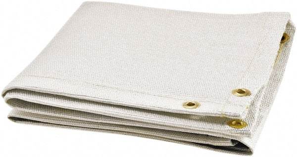 Steiner - 6' High x 6' Wide x 0.08" Thick Uncoated Fiberglass Welding Blanket - White, Grommet - Apex Tool & Supply