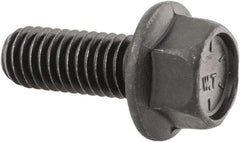 Value Collection - 3/8-16 UNC, 1" Length Under Head, Hex Drive Flange Bolt - 1" Thread Length, Grade 8 Alloy Steel, Smooth Flange, Phosphate & Oil Finish - Apex Tool & Supply