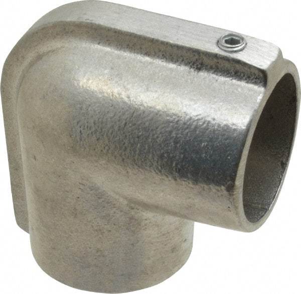 Hollaender - 1-1/2" Pipe, 90° Elbow, Aluminum Alloy Elbow Pipe Rail Fitting - Bright Finish - Apex Tool & Supply