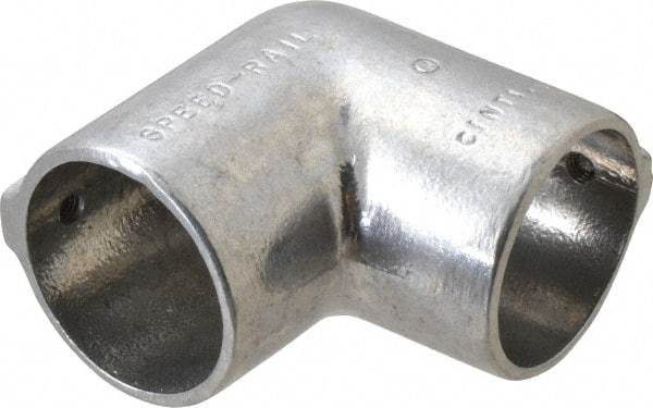 Hollaender - 2" Pipe, 90° Elbow, Aluminum Alloy Elbow Pipe Rail Fitting - Bright Finish - Apex Tool & Supply