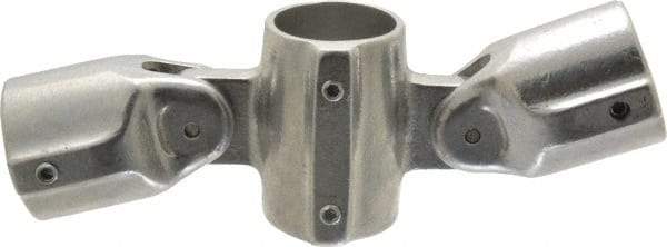 Hollaender - 1-1/2" Pipe, Adjustable Cross Assembly, Aluminum Alloy Cross Pipe Rail Fitting - Bright Finish - Apex Tool & Supply