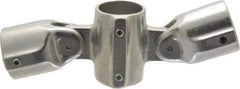 Hollaender - 1-1/2" Pipe, Adjustable Cross Assembly, Aluminum Alloy Cross Pipe Rail Fitting - Bright Finish - Apex Tool & Supply