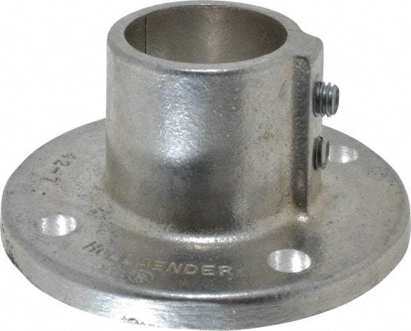Hollaender - 1-1/4" Pipe, Base Flange, Aluminum Alloy Flange Pipe Rail Fitting - Bright Finish - Apex Tool & Supply