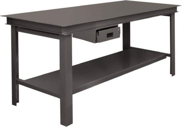 Durham - 60 Wide x 36" Deep x 34" High, Steel Workbench - Straight Edge, Fixed Legs - Apex Tool & Supply