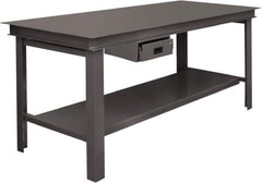 Durham - 72 Wide x 36" Deep x 34" High, Steel Workbench - Straight Edge, Fixed Legs - Apex Tool & Supply