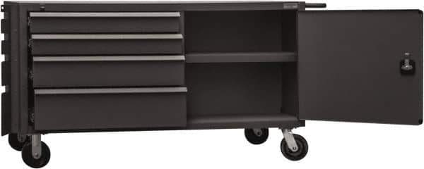 Durham - 4,000 Lb Capacity, 1 Shelf, 8 Drawer, 2 Door Mobile Cabinet - 60" Wide x 30" Deep x 34" High, Steel, Gray - Apex Tool & Supply