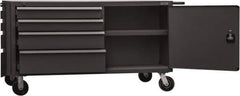 Durham - 4,000 Lb Capacity, 1 Shelf, 8 Drawer, 2 Door Mobile Cabinet - 60" Wide x 30" Deep x 34" High, Steel, Gray - Apex Tool & Supply