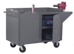 Durham - 2,000 Lb Capacity, 1 Shelf, 2 Door Mobile Cabinet - 60" Wide x 24" Deep x 38" High, Steel, Gray - Apex Tool & Supply