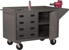 Durham - 2,000 Lb Capacity, 1 Shelf, 4 Drawer, 2 Door Mobile Cabinet - 60" Wide x 24" Deep x 38" High, Steel, Gray - Apex Tool & Supply
