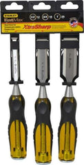 Stanley - 3 Piece Wood Chisel Set - 9" OAL, Sizes Included 1/2 to 1" - Apex Tool & Supply