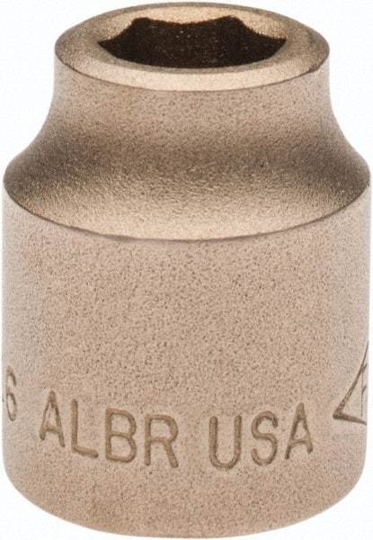 Ampco - 7/16", 1/2" Drive, Standard Hand Socket - 6 Points, 1-3/16" OAL, Aluminum Bronze - Apex Tool & Supply