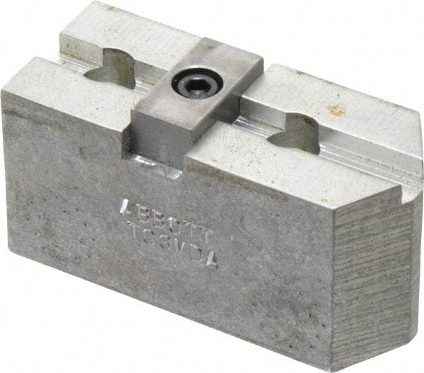 Abbott Workholding Products - 6" & Up Chuck Capacity, Tongue & Groove Attachment, Square Soft Lathe Chuck Jaw - 3 Jaws, Aluminum, 1-1/2" Btw Mount Hole Ctrs, 3" Long x 1-1/4" Wide x 1-1/2" High, 5/16" Groove, 3/8" Fastener - Apex Tool & Supply