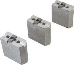 Abbott Workholding Products - 6" & Up Chuck Capacity, Tongue & Groove Attachment, Square Soft Lathe Chuck Jaw - 3 Jaws, Aluminum, 1-1/2" Btw Mount Hole Ctrs, 3" Long x 1-1/4" Wide x 3" High, 5/16" Groove, 3/8" Fastener - Apex Tool & Supply
