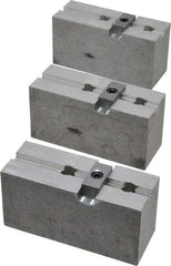 Abbott Workholding Products - 8" & Up Chuck Capacity, Tongue & Groove Attachment, Square Soft Lathe Chuck Jaw - 3 Jaws, Aluminum, 1-3/4" Btw Mount Hole Ctrs, 4" Long x 1-1/2" Wide x 2" High, 5/16" Groove, 3/8" Fastener - Apex Tool & Supply