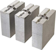 Abbott Workholding Products - 8" & Up Chuck Capacity, Tongue & Groove Attachment, Square Soft Lathe Chuck Jaw - 3 Jaws, Aluminum, 1-3/4" Btw Mount Hole Ctrs, 4" Long x 1-1/2" Wide x 4" High, 5/16" Groove, 3/8" Fastener - Apex Tool & Supply