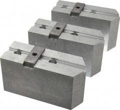 Abbott Workholding Products - 12" & Up Chuck Capacity, Tongue & Groove Attachment, Square Soft Lathe Chuck Jaw - 3 Jaws, Aluminum, 2-1/2" Btw Mount Hole Ctrs, 5-1/2" Long x 2" Wide x 3" High, 1/2" Groove, 1/2" Fastener - Apex Tool & Supply