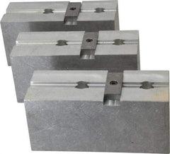 Abbott Workholding Products - 15 to 18" Chuck Capacity, Tongue & Groove Attachment, Square Soft Lathe Chuck Jaw - 3 Jaws, Aluminum, 3" Btw Mount Hole Ctrs, 6-1/2" Long x 2-1/2" Wide x 3" High, 1/2" Groove, 5/8" Fastener - Apex Tool & Supply