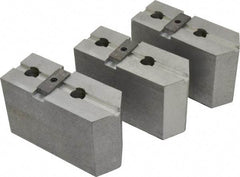 Abbott Workholding Products - 15 to 18" Chuck Capacity, Tongue & Groove Attachment, Square Soft Lathe Chuck Jaw - 3 Jaws, Aluminum, 3" Btw Mount Hole Ctrs, 6-1/2" Long x 2-1/2" Wide x 4" High, 1/2" Groove, 3/4" Fastener - Apex Tool & Supply