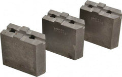 Abbott Workholding Products - 6" & Up Chuck Capacity, Tongue & Groove Attachment, Square Soft Lathe Chuck Jaw - 3 Jaws, Steel, 1-1/2" Btw Mount Hole Ctrs, 3" Long x 1-1/4" Wide x 3" High, 5/16" Groove, 3/8" Fastener - Apex Tool & Supply