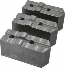 Abbott Workholding Products - 8" & Up Chuck Capacity, Tongue & Groove Attachment, Square Soft Lathe Chuck Jaw - 3 Jaws, Steel, 1-3/4" Btw Mount Hole Ctrs, 4" Long x 1-1/2" Wide x 2" High, 5/16" Groove, 3/8" Fastener - Apex Tool & Supply