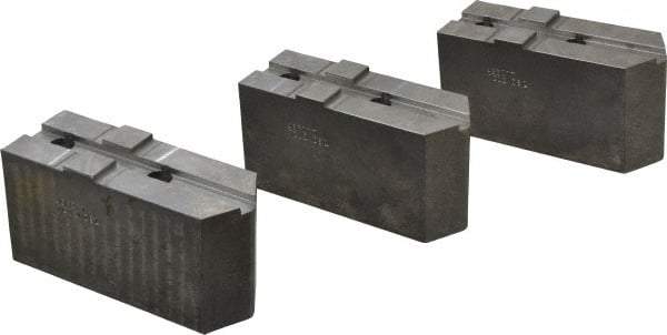 Abbott Workholding Products - 12" & Up Chuck Capacity, Tongue & Groove Attachment, Square Soft Lathe Chuck Jaw - 3 Jaws, Steel, 2-1/2" Btw Mount Hole Ctrs, 5-1/2" Long x 2" Wide x 3" High, 1/2" Groove, 1/2" Fastener - Apex Tool & Supply