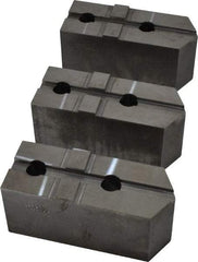 Abbott Workholding Products - 15 to 18" Chuck Capacity, Tongue & Groove Attachment, Square Soft Lathe Chuck Jaw - 3 Jaws, Steel, 3" Btw Mount Hole Ctrs, 6-1/2" Long x 2-1/2" Wide x 3" High, 1/2" Groove, 3/4" Fastener - Apex Tool & Supply