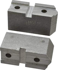 Abbott Workholding Products - 6" & Up Chuck Capacity, Serrated Attachment, Square Soft Lathe Chuck Jaw - 3 Jaws, Aluminum, 1-11/16" Btw Mount Hole Ctrs, 3" Long x 1-1/4" Wide x 1-1/2" High, 0.738" Groove, 5/16" Fastener - Apex Tool & Supply