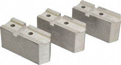 Abbott Workholding Products - 7-1/2" Chuck Capacity, Serrated Attachment, Square Soft Lathe Chuck Jaw - 3 Jaws, Aluminum, 1-11/16" Btw Mount Hole Ctrs, 4" Long x 1-1/2" Wide x 2" High, 0.866" Groove, 5/16" Fastener - Apex Tool & Supply