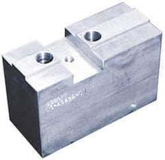 Abbott Workholding Products - 15 to 18" Chuck Capacity, Tongue & Groove Attachment, Square Soft Lathe Chuck Jaw - 3 Jaws, Steel, 2-1/2" Btw Mount Hole Ctrs, 6-1/2" Long x 2-1/2" Wide x 4" High, 3/4" & 3/4" Fastener - Apex Tool & Supply