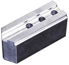 Abbott Workholding Products - 8" & Up Chuck Capacity, 1/16" x 90 Serrated Attachment, Square Soft Lathe Chuck Jaw - 3 Jaws, Steel, 0.984" Btw Mount Hole Ctrs, 4" Long x 1-1/2" Wide x 2" High, 0.669" Groove, 0.4724" & 12mm Fastener - Apex Tool & Supply