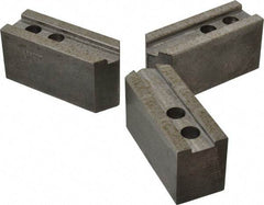 Abbott Workholding Products - 8" & Up Chuck Capacity, 1/16" x 90 Serrated Attachment, Square Soft Lathe Chuck Jaw - 3 Jaws, Steel, 29/32" Btw Mount Hole Ctrs, 4" Long x 1-1/2" Wide x 2" High, 0.669" Groove, 0.4724" & 12mm Fastener - Apex Tool & Supply