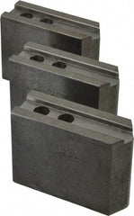 Abbott Workholding Products - 8" & Up Chuck Capacity, 1/16" x 90 Serrated Attachment, Square Soft Lathe Chuck Jaw - 3 Jaws, Steel, 29/32" Btw Mount Hole Ctrs, 4" Long x 1-1/2" Wide x 3" High, 0.669" Groove, 0.4724" & 12mm Fastener - Apex Tool & Supply