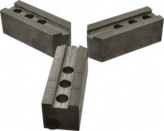 Abbott Workholding Products - 12" & Up Chuck Capacity, 1/16" x 90 Serrated Attachment, Square Soft Lathe Chuck Jaw - 3 Jaws, Steel, 1.181" Btw Mount Hole Ctrs, 5-1/2" Long x 2" Wide x 2" High, 0.827" Groove, 0.6299" & 16mm Fastener - Apex Tool & Supply